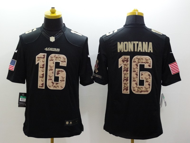 Men's San Francisco 49ers Joe Montana #16 Black Alternate Jersey